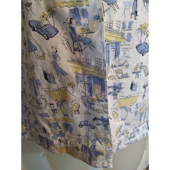 Carolina Colours Top White Blue Print City 18W Paris - Picture 2 of 8